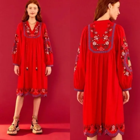 FARM Rio | Dresses | New Farm Rio Red Embroidered Long Sleeve Linen Blend Midi Dress Small | Poshmark FARM Rio | Dresses | New Farm Rio Red Embroidered Long Sleeve Linen Blend Midi Dress Small | Poshmark